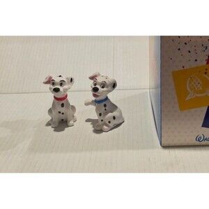 101 Dalmatians Patch & Lucky Ceramic Figures Salt & Pepper Shakers VTG Gift Box